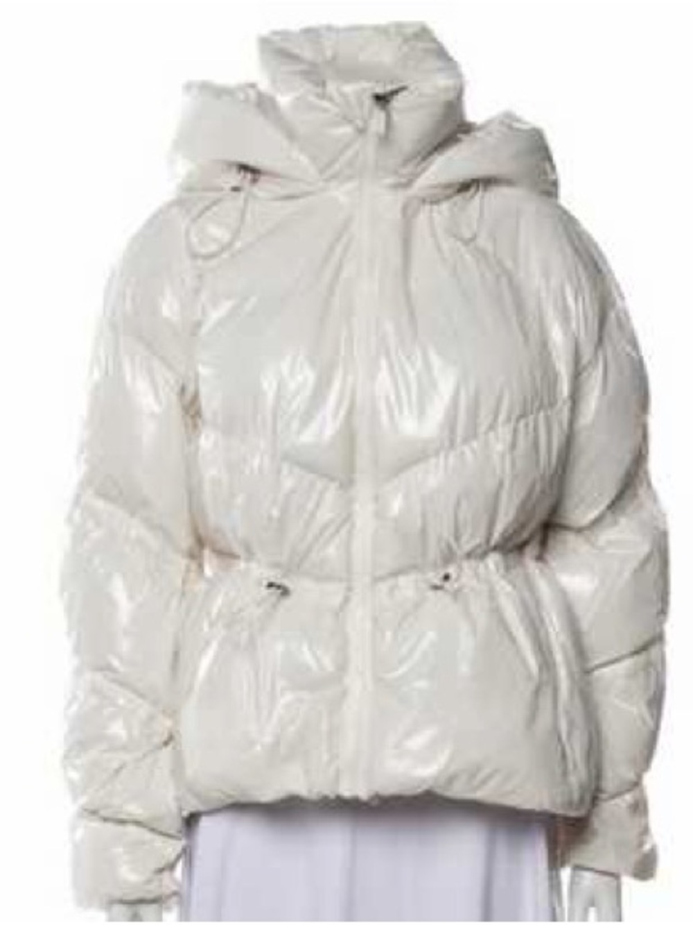 ALO Yoga Stunner Shiny Puffer High Gloss White - READ DESCRIPTION DAMAGE